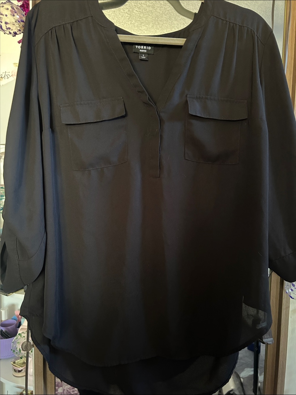 TORRID Black V-Neck Top